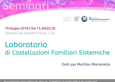 Laboratorio di Costellazioni Familiari Sistemiche – 19 Giugno 2018
