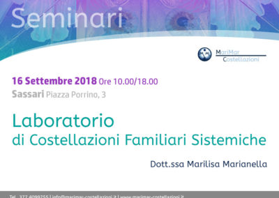 Laboratorio di Costellazioni Familiari Sistemiche – 16 Settembre 2018