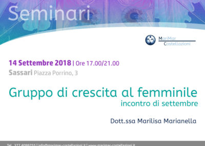 Gruppo di crescita al femminile – 14 Settembre 2018