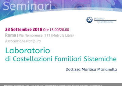 Laboratorio di Costellazioni Familiari Sistemiche – 23 Settembre 2018