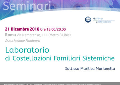 Laboratorio di Costellazioni Familiari Sistemiche | 21 Dicembre 2018