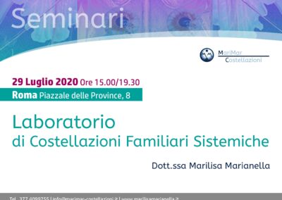 Laboratorio di Costellazioni familiari sistemiche | 29 Luglio 2020 – Roma