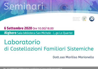 Laboratorio di Costellazioni familiari sistemiche | 6 Settembre 2020 – Alghero